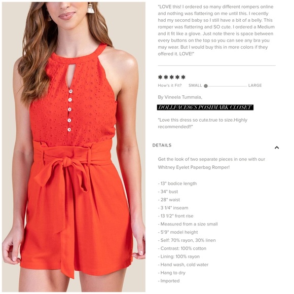 Francesca’s Miami Orange Red Eyelet Paperbag Wais… - Picture 2 of 15